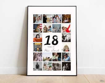 18. Geburtstagsgeschenk, Fotocollage 18. Geburtstag, Anzahl Fotocollage, Fotocollage Geschenk, Geschenk für Mädchen oder Junge, Dekorationen 18.Geburtstag