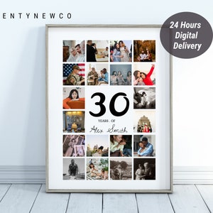 Any Number Photo Collage, 18th Birthday Gift, 30th Birthday Gift, 40th Birthday Photo Collage, Number Photo Collage, Photo Collage Gift