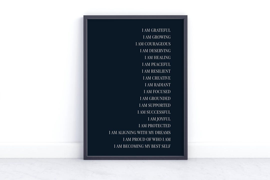 Daily Affirmation Print, Mental Health Wall Art, Positive Quotes Poster ...