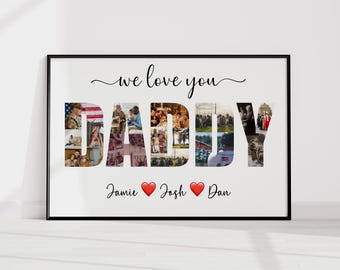 Father’s Day Gift for Dad, Birthday Gift for Dad from Kids, Custom Daddy Photo Collage, Gift from Daughter Son, Dad Gift from Baby Girl Boy
