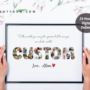 Collage de fotos con nombre personalizado, collage de fotos con texto personalizado, collage de letras personalizado, collage de fotos con texto, regalo de collage de fotos, arte de palabras