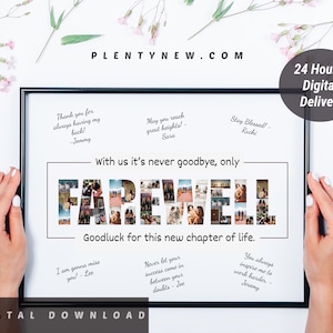 Farewell custom gift collage, Coworker leaving gift, Moving away gift, Next chapter goodbye personalised poster, digital download printable