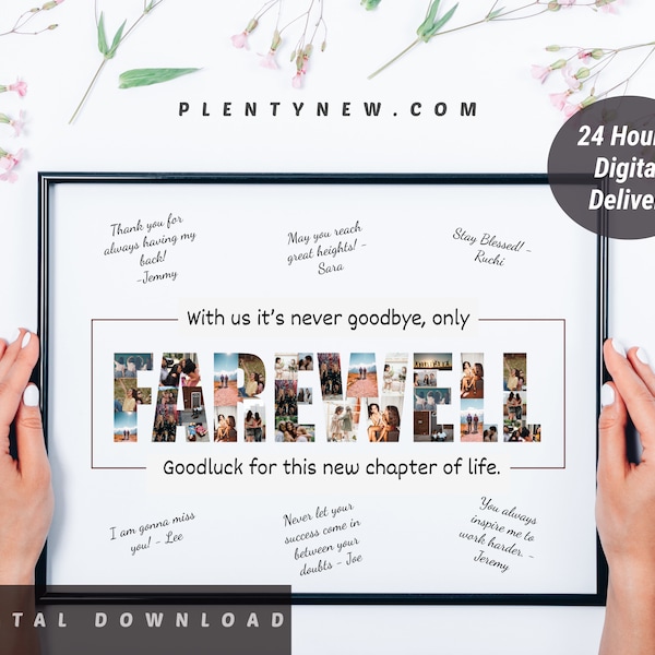 Farewell custom gift collage, Coworker leaving gift, Moving away gift, Next chapter goodbye personalised poster, digital download printable