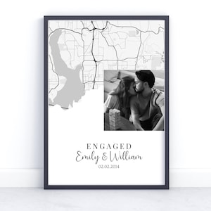 Gepersonaliseerde kaartafdruk verloving - verlovingscadeau - cadeau voor verloofd stel - gepersonaliseerde kaartafdruk - verlovingscadeau - verlovingscadeaus