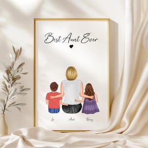 Personalized Mothers Day Gift for Aunt from Nephew Niece, Auntie Birthday Gift, Family Portrait, Custom Aunt Birthday Gift,Best Aunt Ever