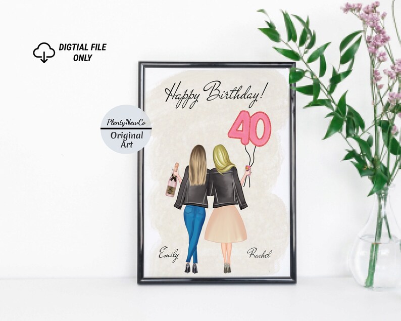40th Birthday Gift for Best Friends Personalized Birthday Etsy
