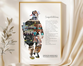 New Firefighter Gift Photo Collage, Fire Academy Graduate Gift for Son Daughter, Fireman Congratulations, Firefighter Promotion Gift Husband