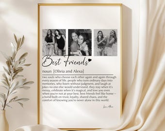 Personalised Bestie Gift Poster Gift for Sister Best Friend Keepsake Wall Art Memory Collage Art Best Friend Gift Photo Definition Gift