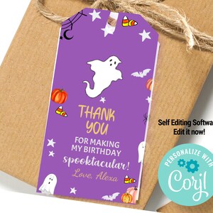 Editable Halloween Birthday Thank You Favor Tags Costume Party - Etsy ...