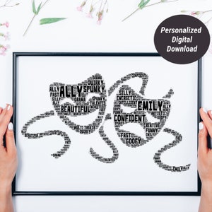 Personalised Theatre Masks Gift Print For Theatre Drama Actor Student Musical Theatre Fan Gift Word Art Wall Room Decor Prints, Gift for her