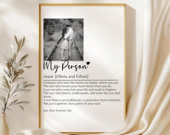 Personalised My Person Definition Print, Photo Gift for Him, Gift for Her, Anniversary Gift, Valentines Gift for Him Her, Gift for Boyfriend