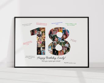 18th Birthday Decoration Photo Collage Guest Sign Poster, 18th Birthday Party Banner, 18th Birthday Invitation, 18th Birthday Girls Boys, 18