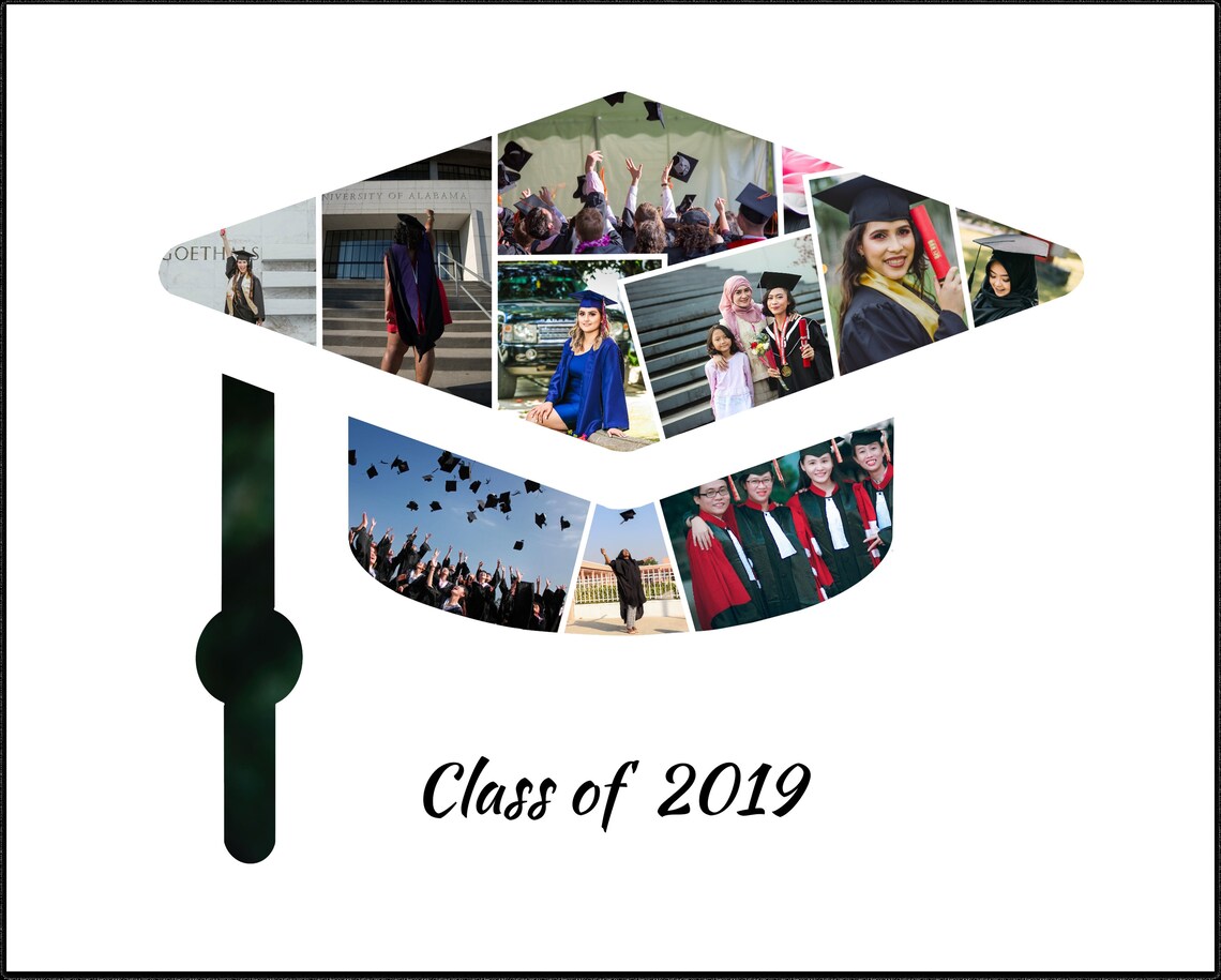 Graduation Photo Collage Graduation Cap Personalized Gift Etsy