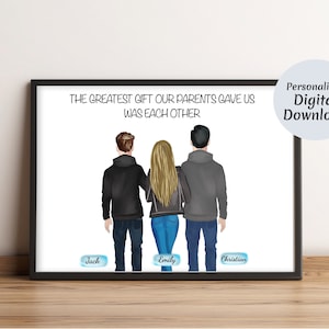 Brother Sister Gifts, Personalized Gift for Brother from Sister, Gift for Sister, Family Portrait, Birthday Gift Ideas for Brother, Print