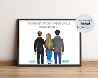 Broer zus geschenken, gepersonaliseerd cadeau voor broer van zus, cadeau voor zus, familieportret, verjaardagscadeau-ideeën voor broer, afdrukken