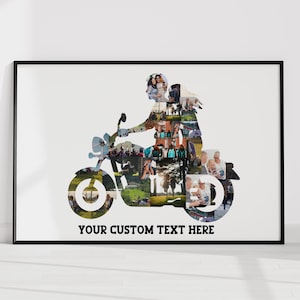 Biker Couple Gifts, Custom Motorbike Rider Couple Photo Collage, Biker Boyfriend Girlfriend Poster, Motorbike Husband Wife Art, Motorcyle