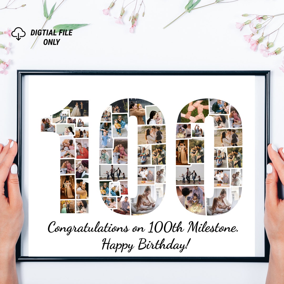 100th Birthday Gift, 100 Year Old Birthday Gift Ideas, 100 Number Photo