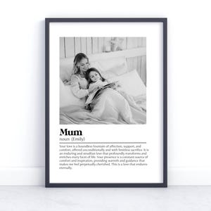 Personalised Mum Gift Mum Definition Print Personalised Gift Valentines Gift for Mum Birthday Gift for Mummy Mother's Day Gift Photo Gifts
