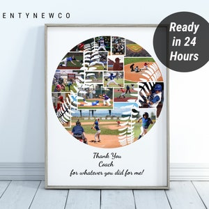 Baseball custom photo collage digital printable, personalised gift for baseball coach, senior night gift for baseball players Gift for coach