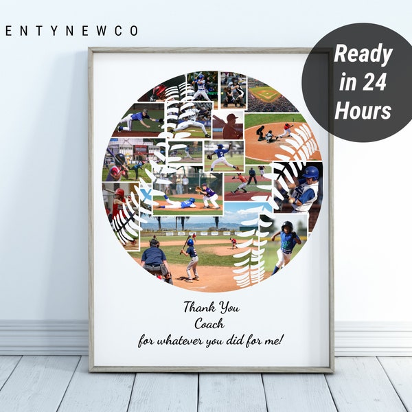 Baseball personnalisé photo collage numérique imprimable, cadeau personnalisé pour l'entraîneur de baseball, cadeau de nuit senior pour les joueurs de baseball Cadeau pour l'entraîneur