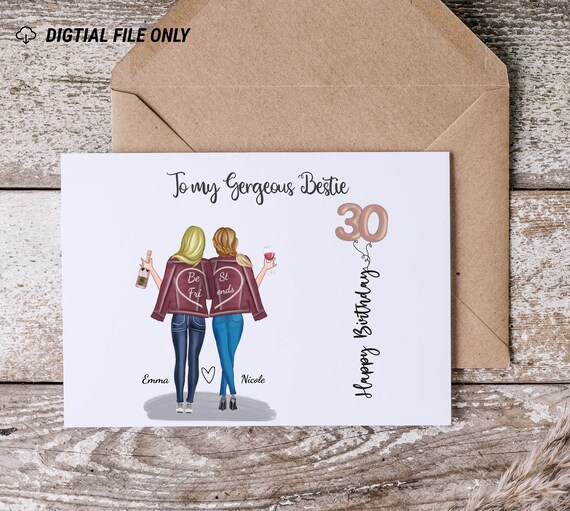 Printable Best Friend Birthday Card Bestie Birthday Card - Etsy
