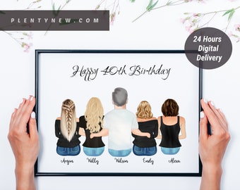 Happy 40th Birthday Gift, Personalized Mom Birthday Gift, 40th Birthday Gift idea, Family Birthday, Sister Birthday, Custom birthday gift