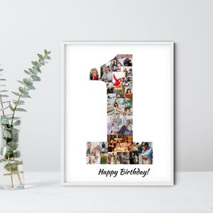 Collage de fotos del primer cumpleaños, regalo de cumpleaños, cartel con foto del primer cumpleaños, póster con foto del primer cumpleaños, ideas para collages de cumpleaños, primer cumpleaños