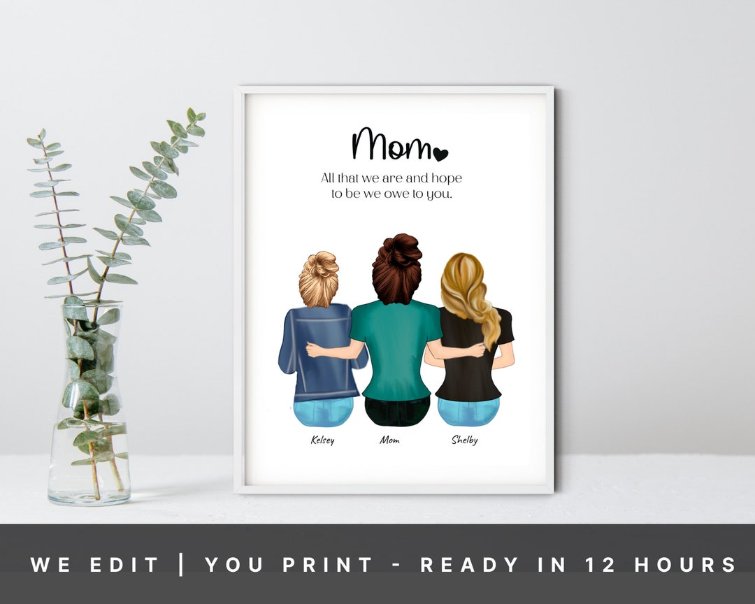 Custom Mother Daughter Print, Mothers Day Gift, Personalized Wall Art ...