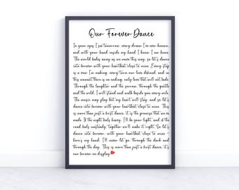 Wedding Day Gift for Wife Decor Song Lyric Print First Dance Song Lyrics Paper Anniversary Gift First Anniversary Gift Song Lyrics Wall Art