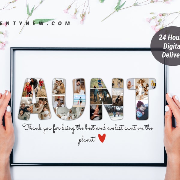 Custom Aunt Photo Collage, Printable Photo Gift for Aunt Personalized Cool Aunt Gift from Niece Nephew Aunt Birthday Gift Aunt Birthday gift