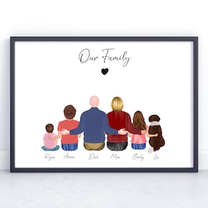 Custom Family Portrait with Pets Personalized Family Portrait Custom Family Portrait with Pets, Personalized Family Wall Art Couple Portrait