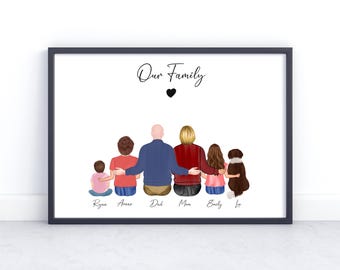 Custom Family Portrait with Pets Personalized Family Portrait Custom Family Portrait with Pets, Personalized Family Wall Art Couple Portrait