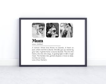 Mum Definition Personalised Picture Collage Memorable Gift for Mum, Gifts for Her Christmas gift for Mum gift from daughter son gift for mum