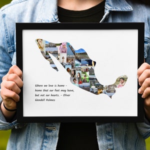 Art mural carte du Mexique personnalisé Vacances mexicaines Voyage collage photo cadeau fait sur mesure avec vos photos numériques Cadeaux de voyage Noël