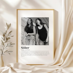 PERSONALISED SISTER DEFINITION Print, Wall Art Print, Sister Gift, Sister Print, Photo Definition Print, Quote Print, Custom Gift With Photo