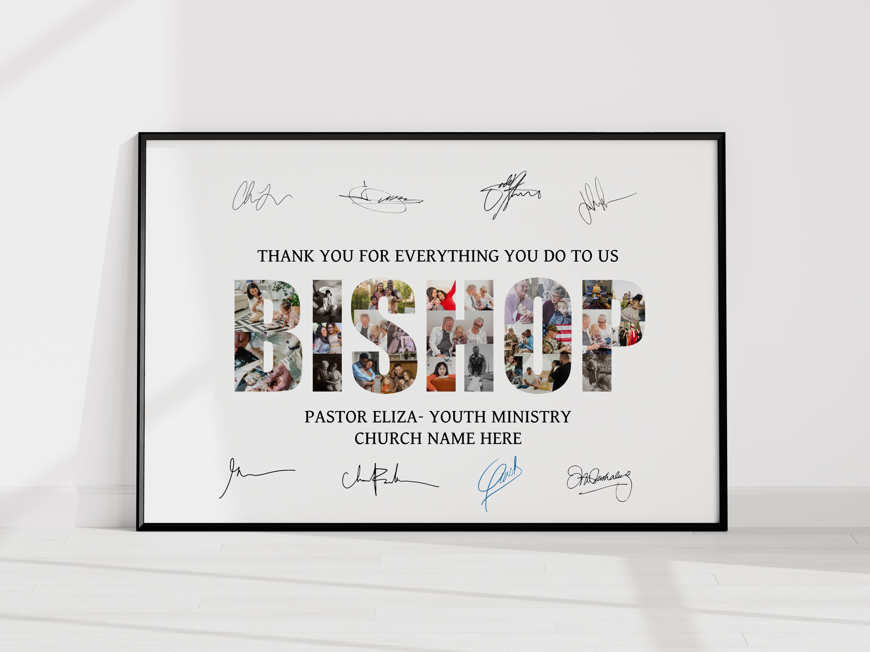 Bishop Appreciation Gift, Bishop Photo Collage, Bishop Birthday Gift, Christian Gift for Bishop, Bishop Anniversary Gift, pastor Gift