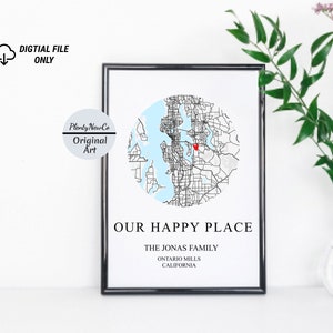 Stampa mappa personalizzata / Stampa personalizzata per la nuova casa / Arte murale con mappe personalizzate / Stampa anniversario personalizzata / Regalo di fidanzamento / Download digitale