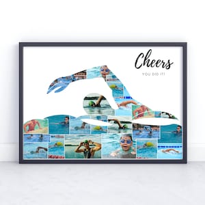 Zwemmer fotocollage-zwemmen collage-zwemmer cadeau-zwemmer collage-cadeau voor zwemcoach cadeau-afdrukbare collage-aangepaste collage-sport cadeau