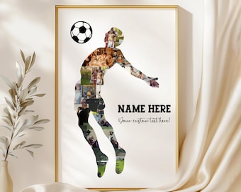 Football Player Poster, Soccer Photo Collage, Kids Soccer Gift, Boys Football Birthday Gift, Custom Soccer Wall Art PNG SVG, soccer gift,