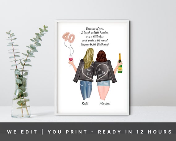 40th Birthday best friend, 40 years of being fabulous, 40 birthday gift for women, Birthday print, best friend birthday print , personalized