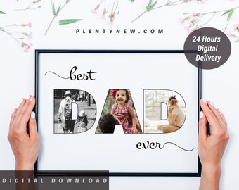 Dad Photo Collage, Father's Day Gift, Best Dad Ever, Custom Gift For Dad, Personalized Dad Collage Gift, Gift from Son & Daughter, Dad Gifts