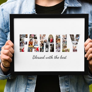 Family photo collage custom printable, family reunion collage party poster decoration, housewarming gift