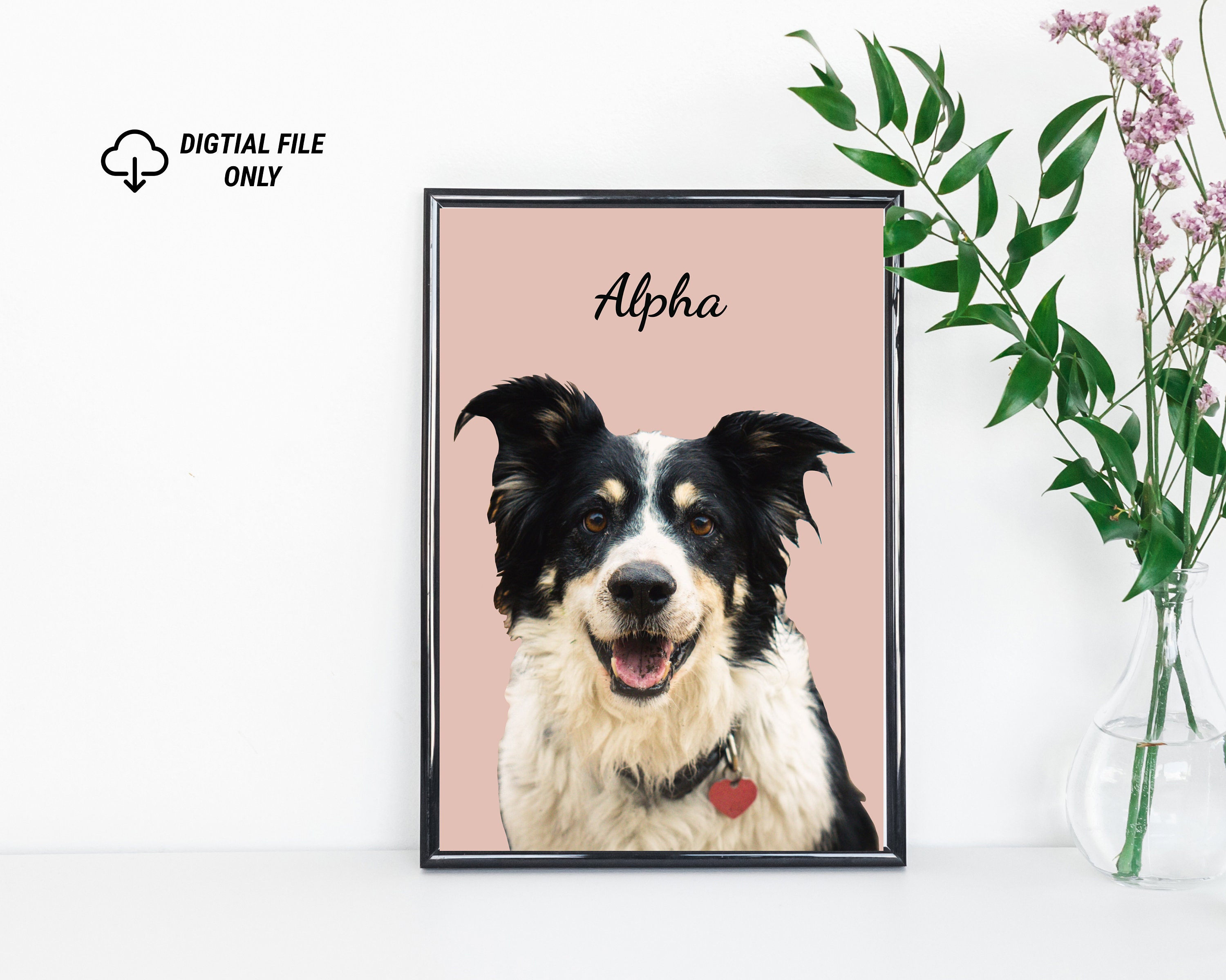 Custom Pet Portrait Digital Download Pet Memorial Dog Etsy