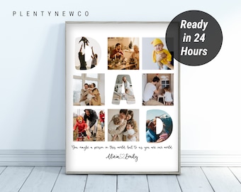 Editable Dad Photo Collage, Dad Photo Print, Special Gift For Dad, Papa Present, Father's Day Gift, Customizable Father's Day Gift Ideas