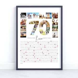 70 Reasons We Love You | 70th Birthday Gift | Custom Gift | 70th Birthday Gifts For Women | 70th Birthday Gifts For Men | Printable Gift
