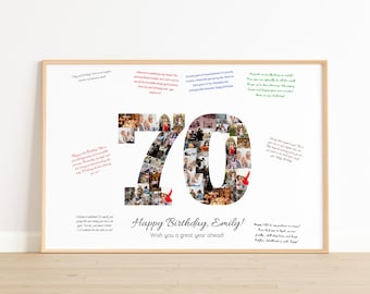 70th Birthday Guest Book sign, 70th birthday party decorations, 70th birthday gift dad grandpa, 70th birthday invitation, 70th birthday card