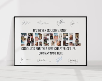 Farewell custom gift collage, Coworker leaving gift, Moving away gift, Next chapter goodbye personalised poster, digital download printable