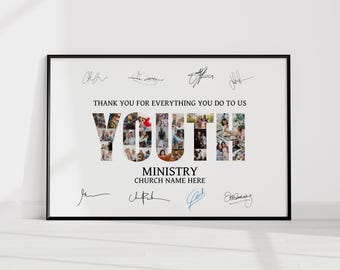 Collage de fotos personalizado del ministerio juvenil, regalo del ministerio cristiano para pastor, ministerio infantil, ministerio de niños, arte decorativo del ministerio juvenil