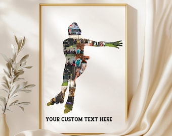 Personalized Roller Skate Photo Collage, Custom Roller Skating Gift for Girls, Roller Skate Birthday Decor, Retro Roller Skate Wall Art
