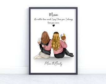 Personalisiertes Muttertagsgeschenk, Mutter und Tochter Druck, Geburtstagsgeschenk für Mama, Mama Geschenk Muttertagsgeschenk Mutter Geschenkideen für Mama, Mama